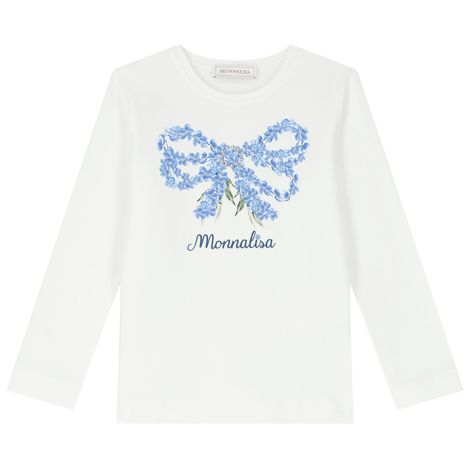 Girls White & Blue Floral Skirt Set, 1, hi-res